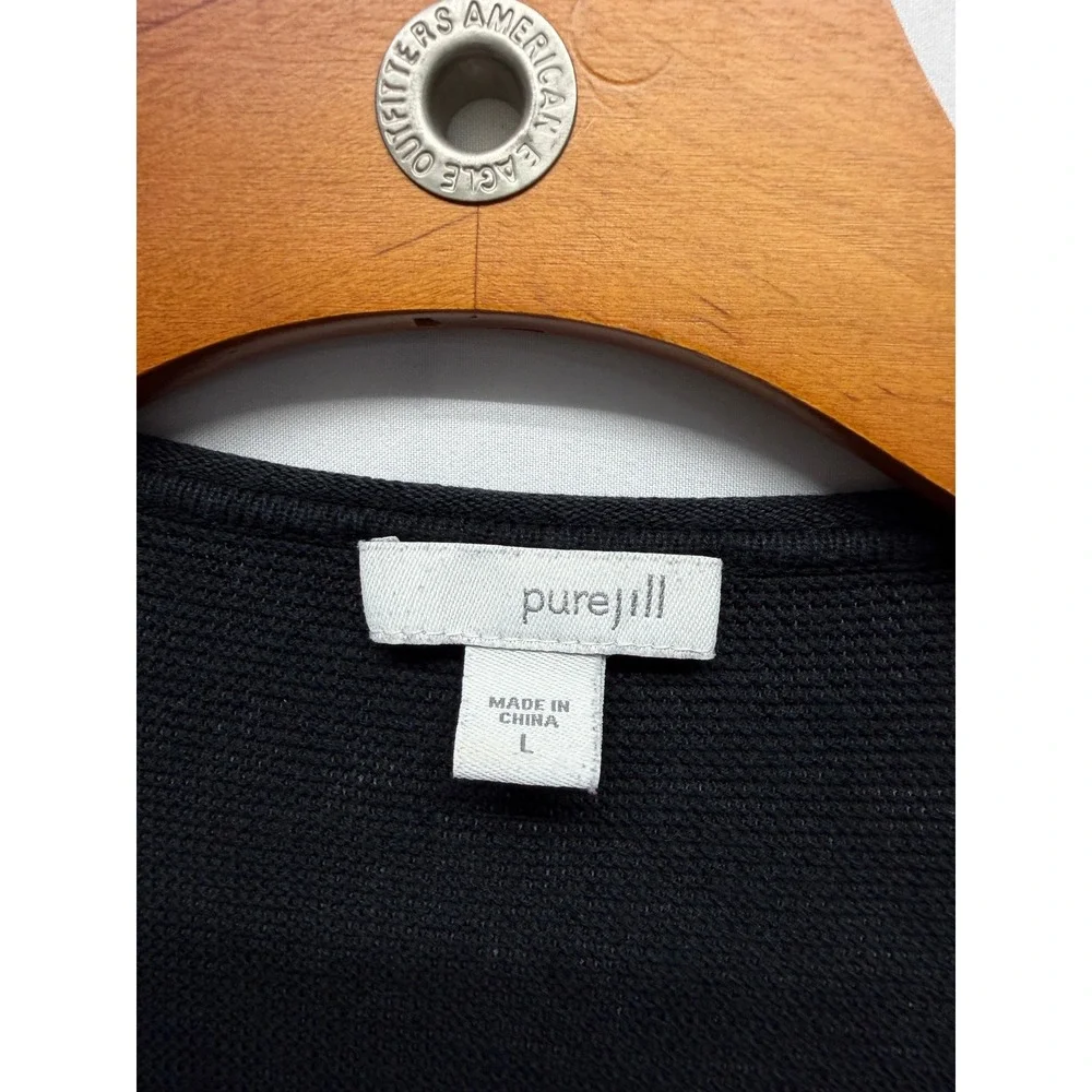 Pure Jill Womens Black Layered V-Neck Long Sleeve Knit Sweater Size L